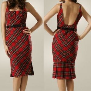 Gwen Stefani L.A.M.B Red Tartan Pinup Vintage Style Wiggle Dress